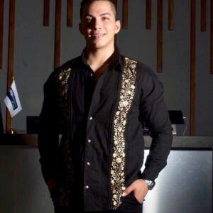 GUAYABERA NEGRA DOBLE TIRA