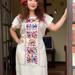 VESTIDO SEMI CORTO, DE MANTA, ARTESNAL TENANGO