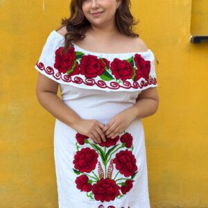 VESTIDO ARTESANAL ROSA ROJA
