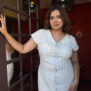 Vestido Semi Corto, de Manta, Gardenia Plateado