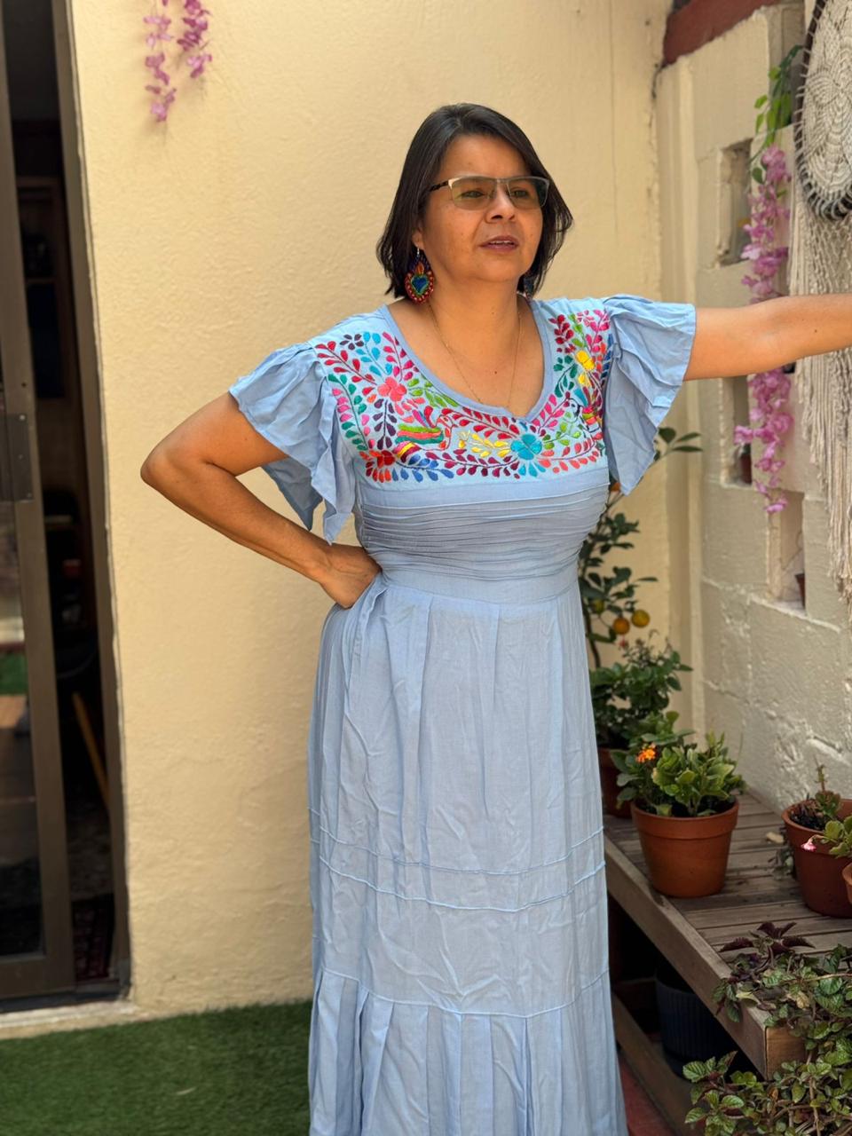 Vestido largo de algodón Perla