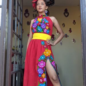 VESTIDO HALTER JARDIN ROJO
