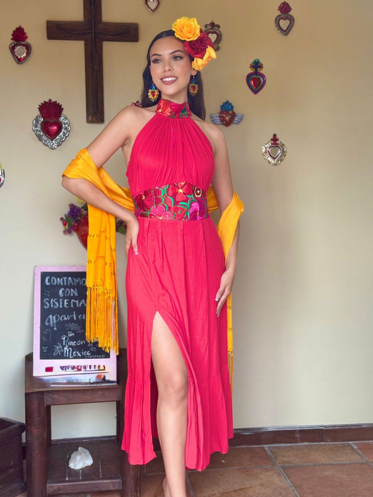 VESTIDO HALTER ROJO