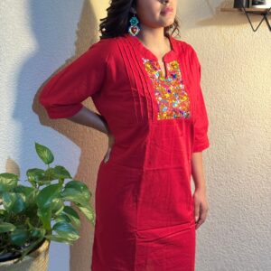 Vestido Semi largo , de Manta, Rojo multicolor