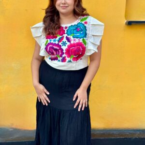 FALDA artesanal con Blusa flores gardenia