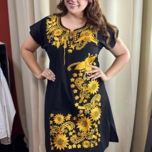 Vestido Semi Corto, de Manta, Negro rayo de Sol