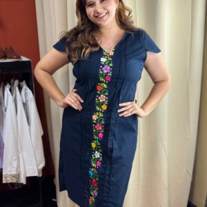 Vestido Semi Corto, de Manta, Peonia Azul