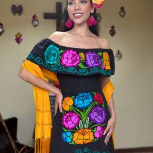 Vestido Semi largo de manta Campana Negro