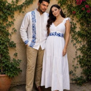 DUO MOÑO BLANCO CON AZUL